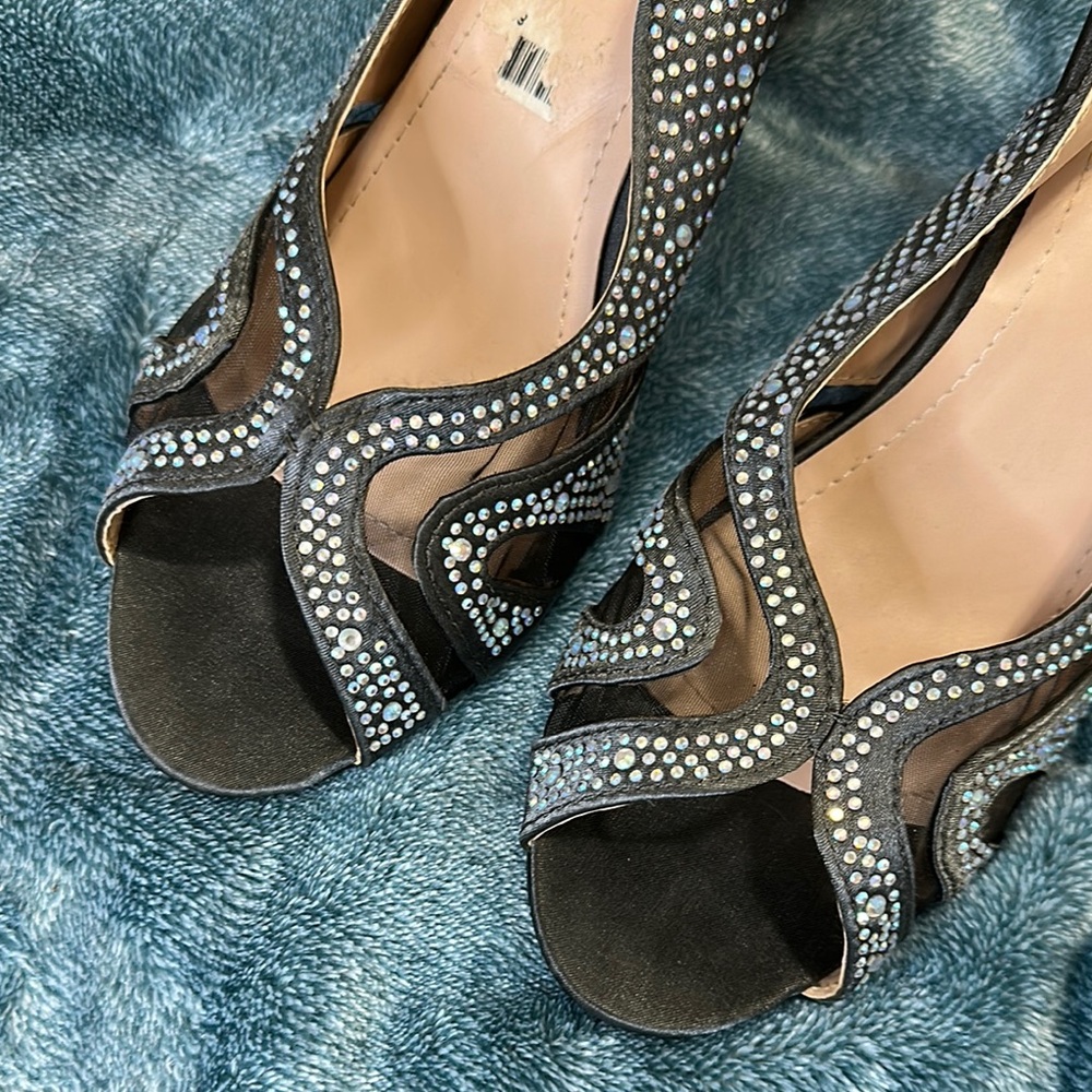 Gray Silver Rhinestone Heels - Picture 2 of 5